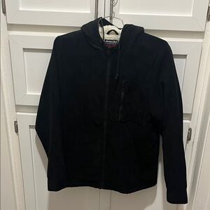 Beautiful Giant Black Hooded corderoy Sherpa lined jacket